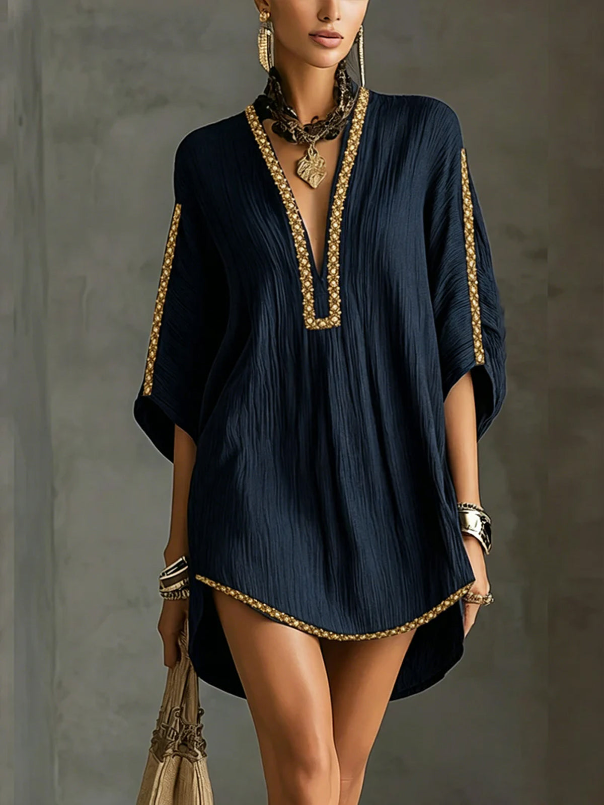 Mirella | Short Black Dress with Deep V-Neck