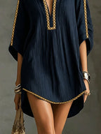 Mirella | Short Black Dress with Deep V-Neck