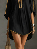 Mirella | Short Black Dress with Deep V-Neck