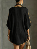Mirella | Short Black Dress with Deep V-Neck