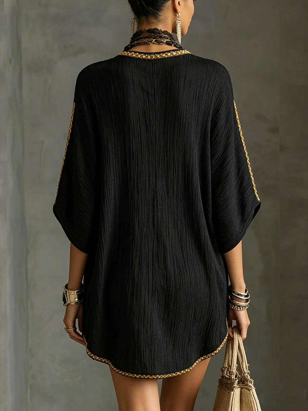 Mirella | Short Black Dress with Deep V-Neck