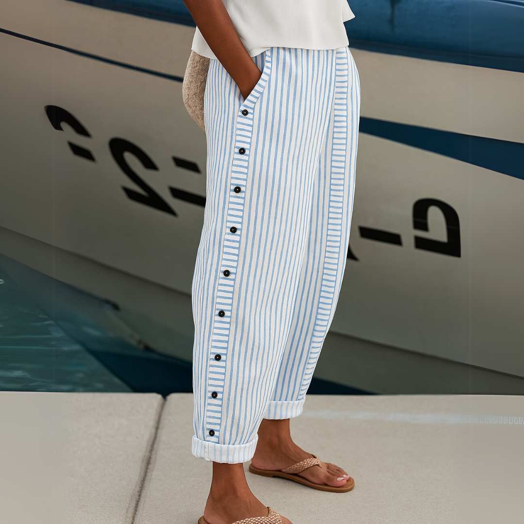 Caitlin | Pants Striped Elegant with Boutons