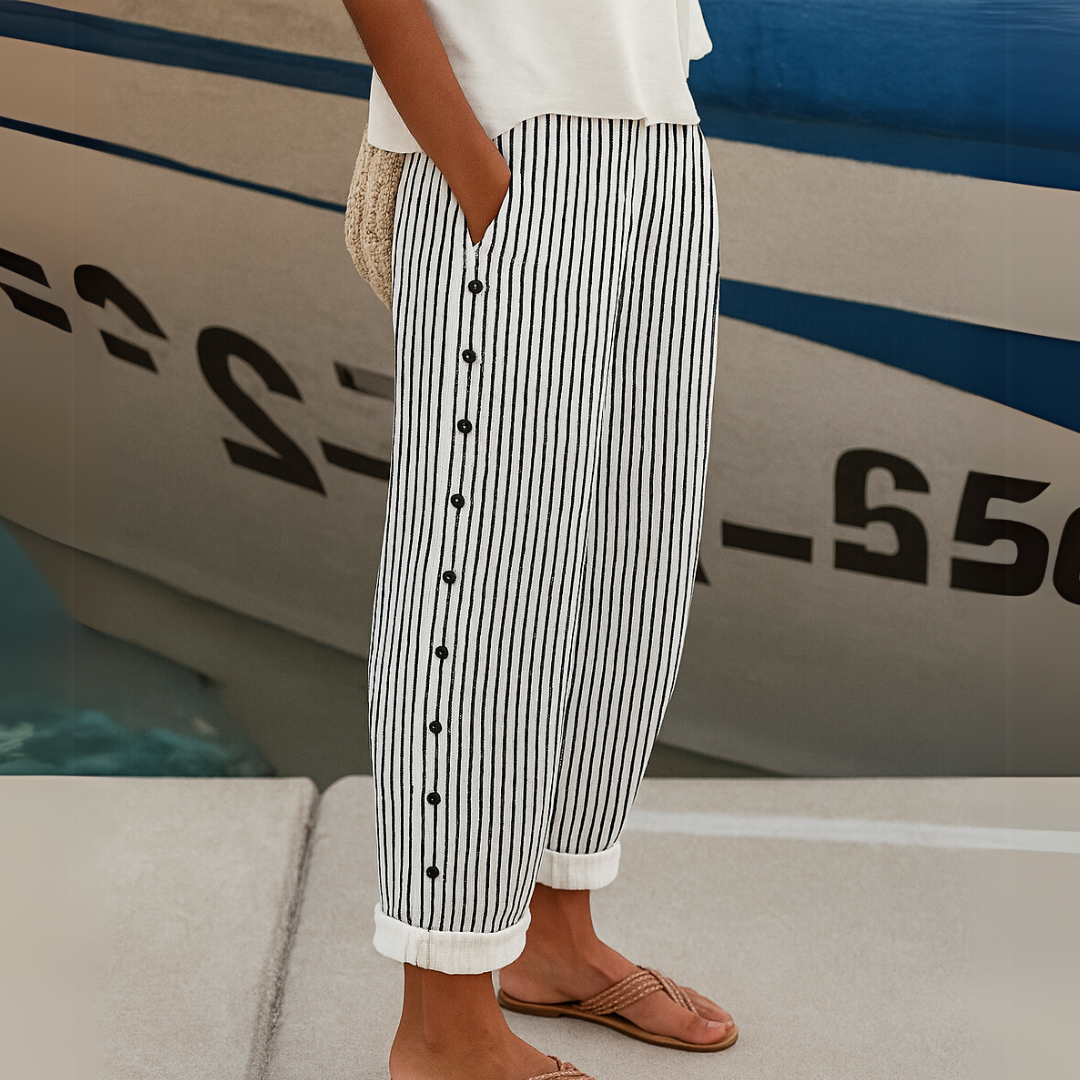 Caitlin | Pants Striped Elegant with Boutons