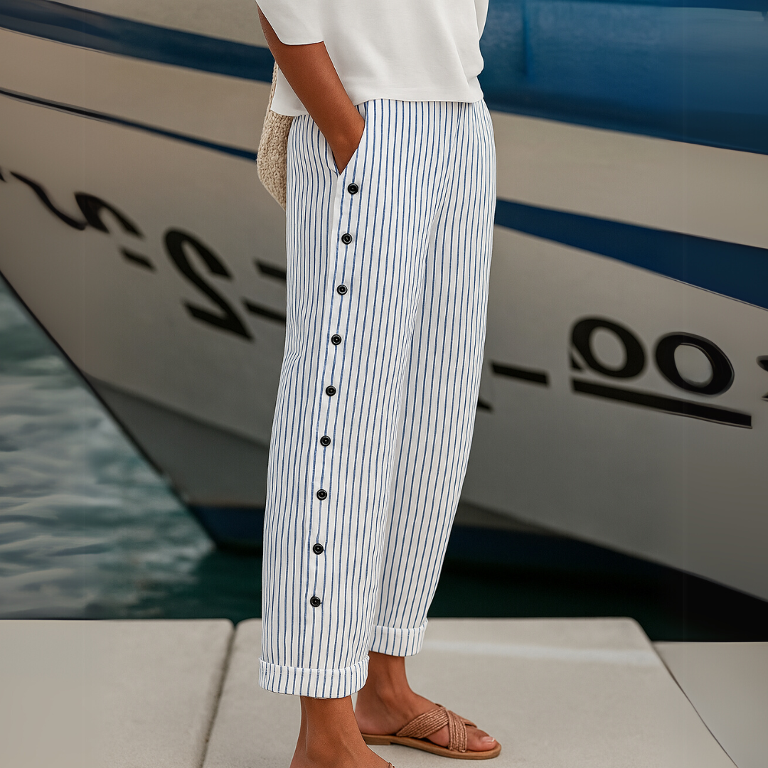 Caitlin | Pants Striped Elegant with Boutons