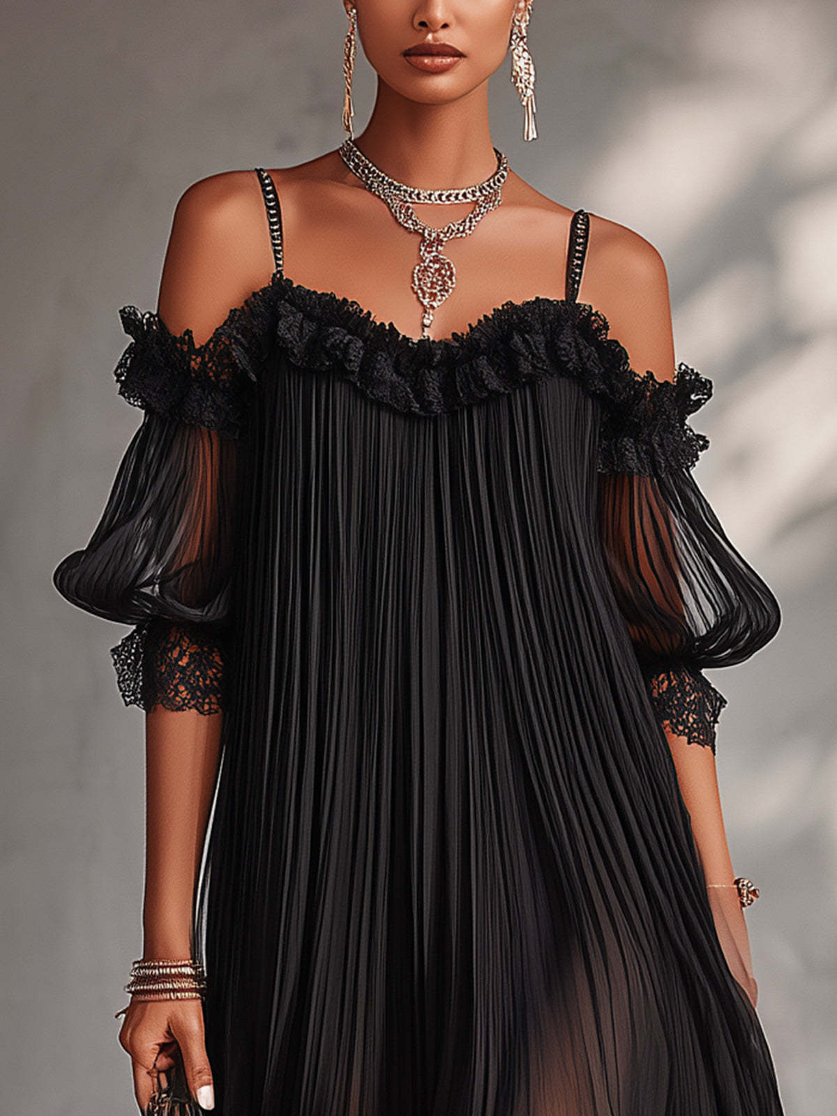 Aurora | Long Chiffon Dress V-Neck