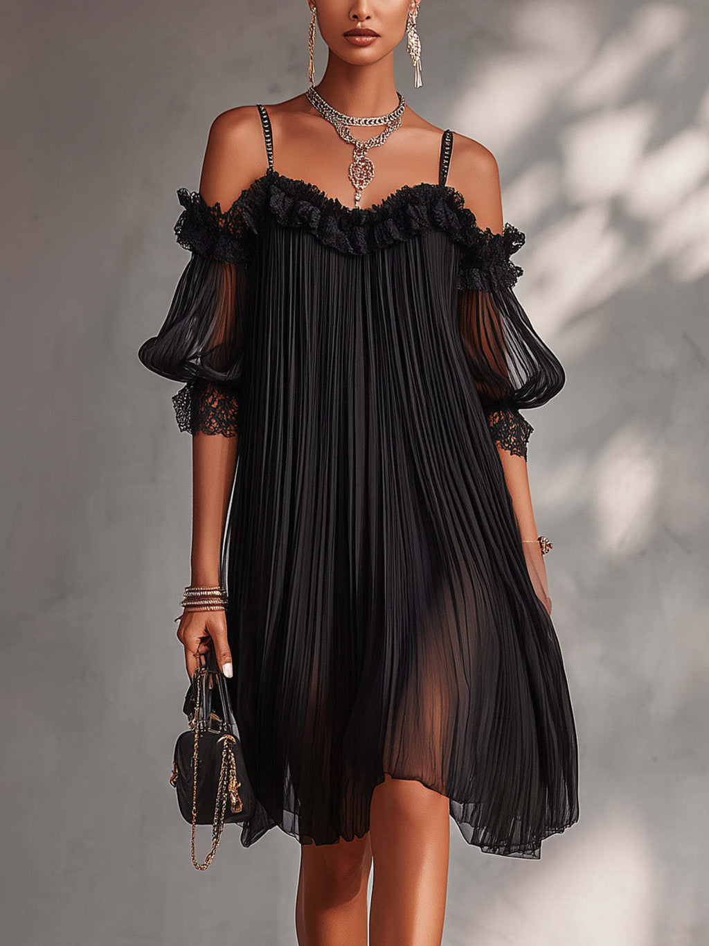 Aurora | Long Chiffon Dress V-Neck