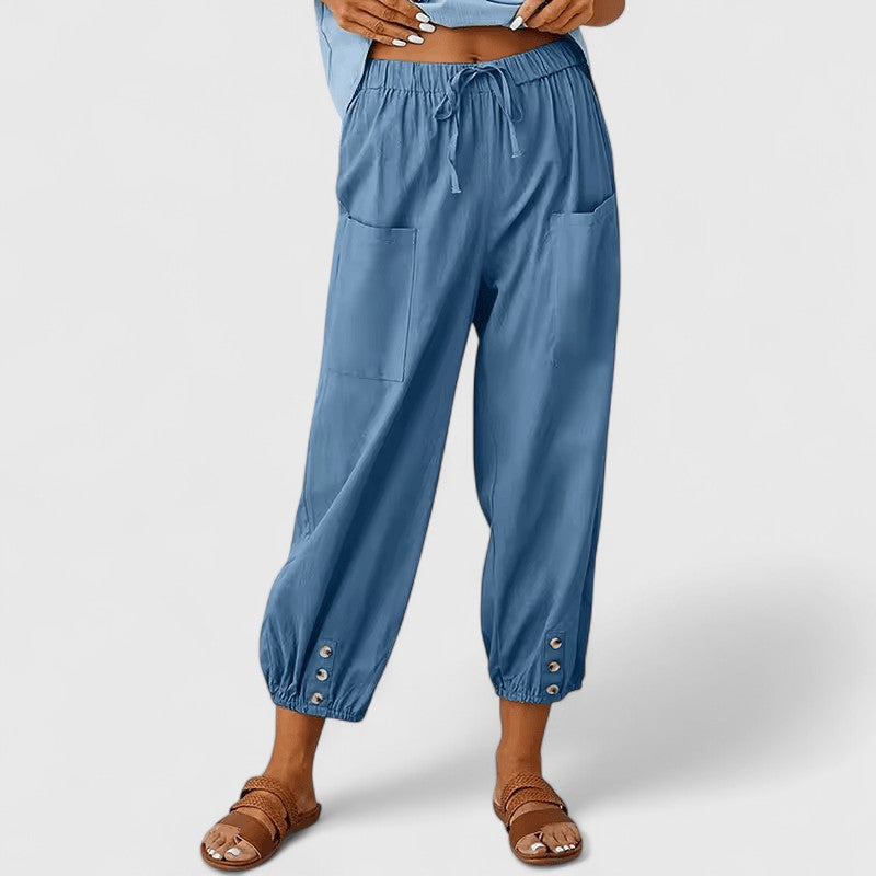 Jolie | Wide-Leg Cotton-Linen Trousers