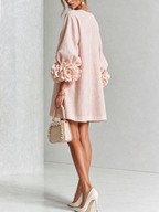 Pink Floral Mini Dress with Buttons and Stunning Floral Sleeves