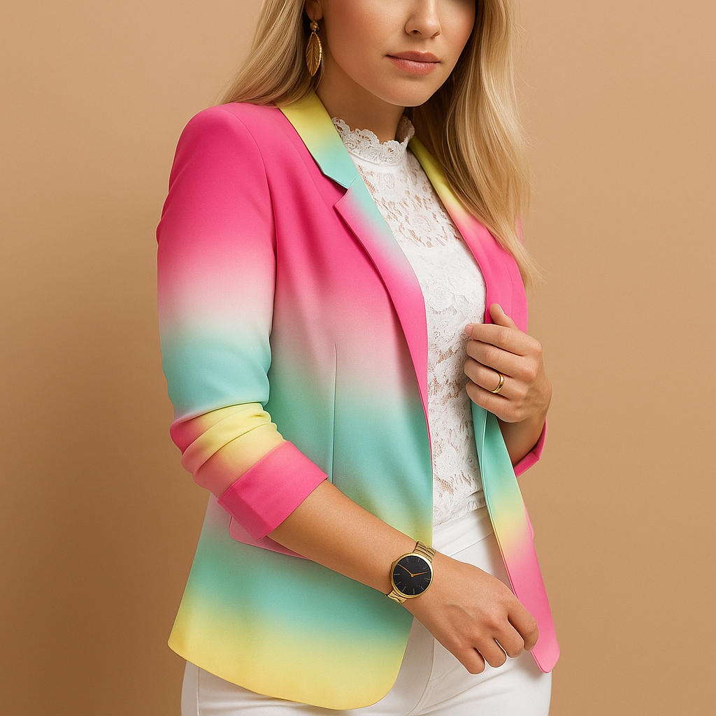 Coast | Blazer Elegant for Women with Print Coloré and Collar Châle