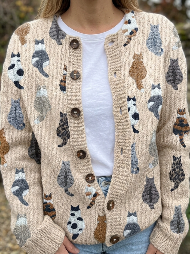 | The Cardigan Print Cat