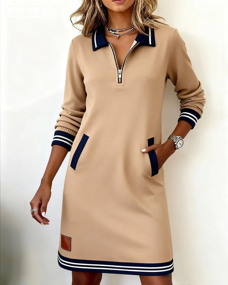 Dress midi in Cotton Timeless Long-Sleeve