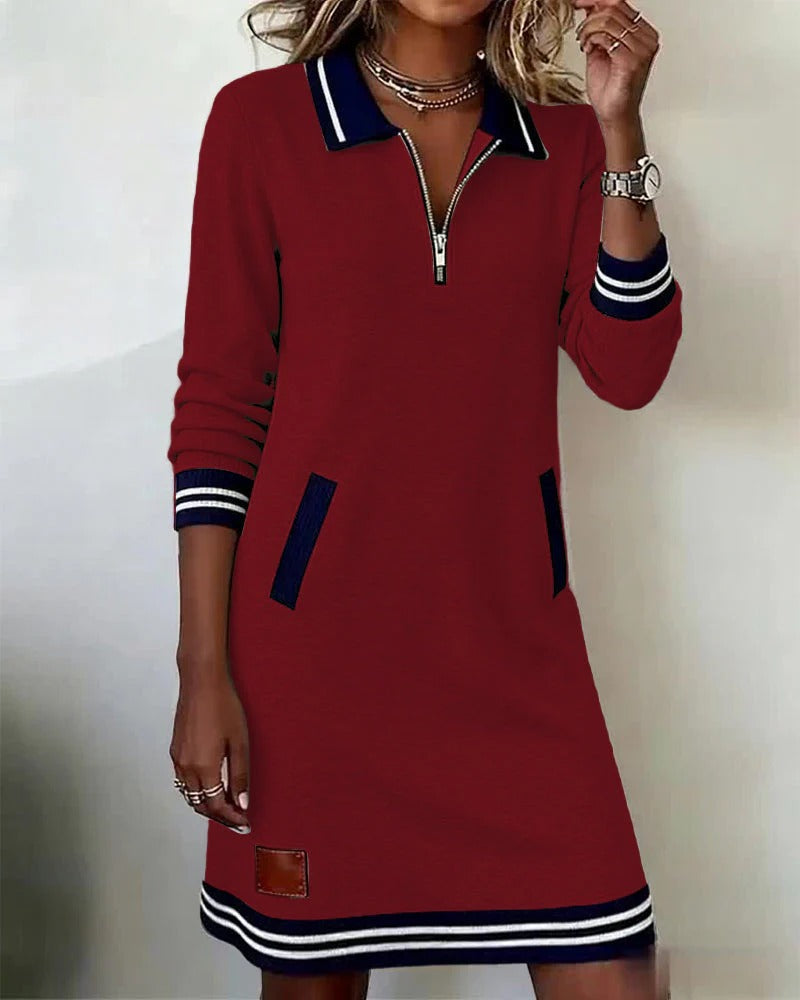 Dress midi in Cotton Timeless Long-Sleeve