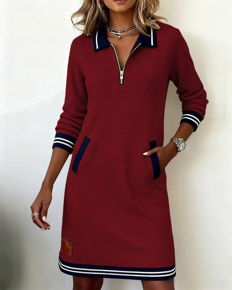 Dress midi in Cotton Timeless Long-Sleeve