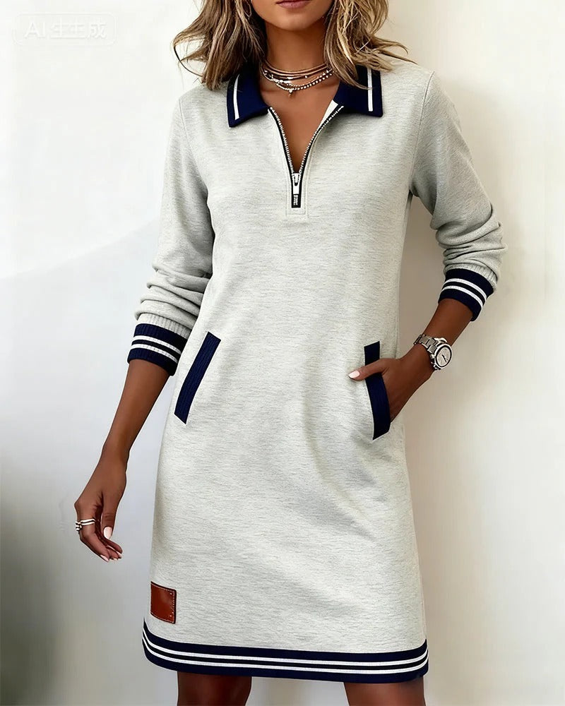 Dress midi in Cotton Timeless Long-Sleeve