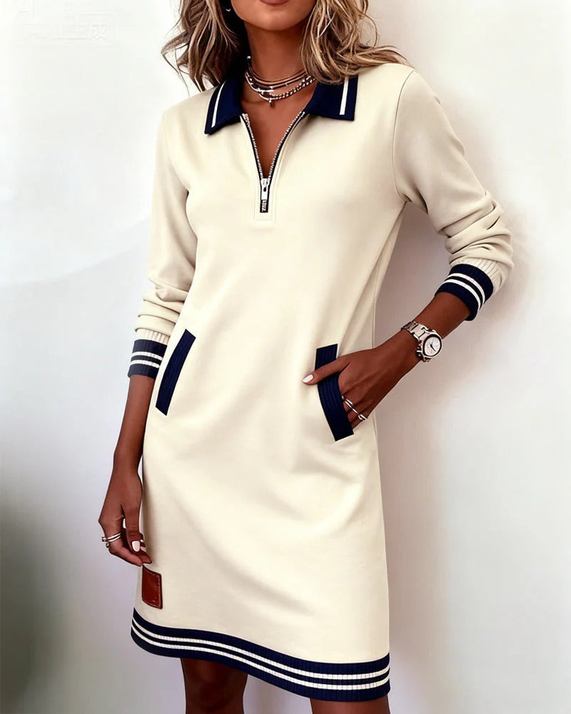 Dress midi in Cotton Timeless Long-Sleeve