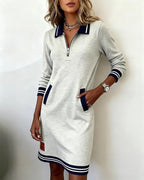 Dress midi in Cotton Timeless Long-Sleeve