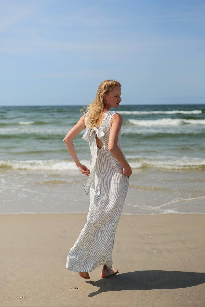 Linen Maxi Summer Bow Dress FLORA