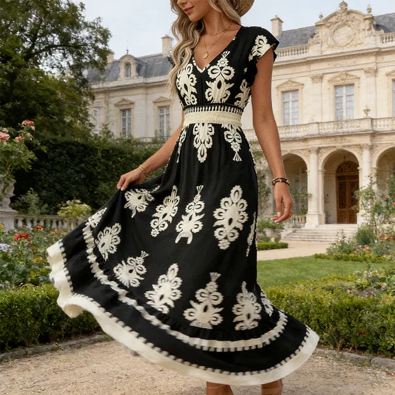 Candela - Dress maxi with Neckline in V