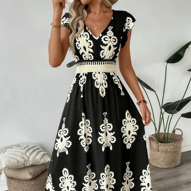 Candela - Dress maxi with Neckline in V